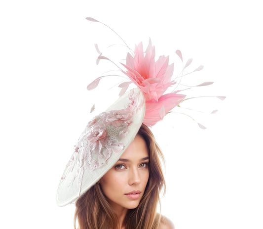 Julia Embroidered Jeweled Crystal Feather Kentucky Derby High Tea Fascinator - Hats By Cressida