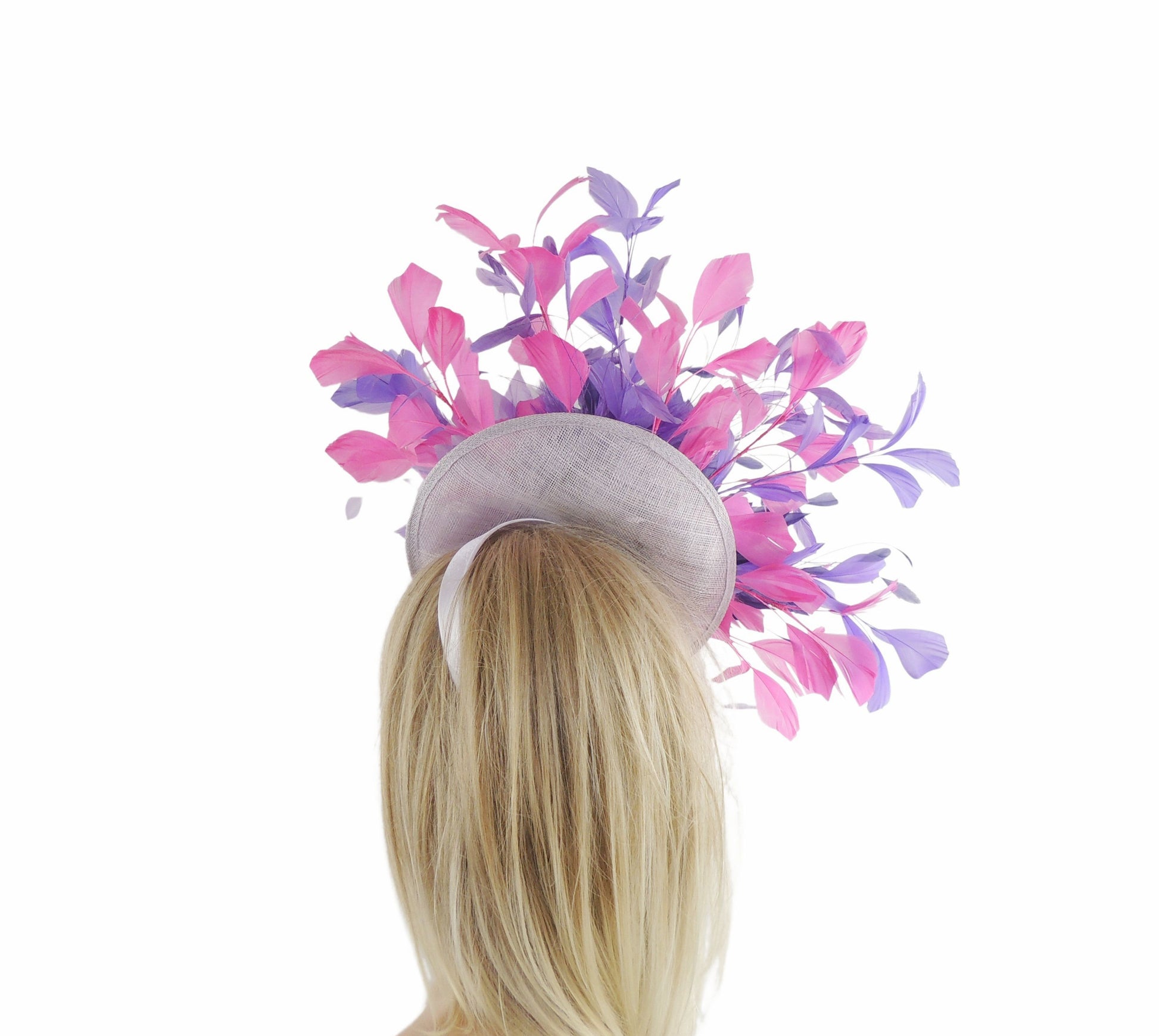💜 Kami – Extra Large Feather Statement Derby & Ascot Fascinator - Hats By Cressida