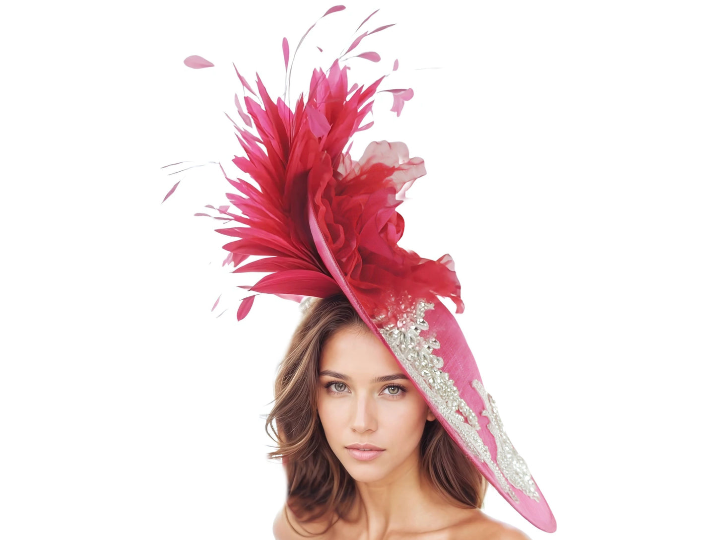 Kat Bespoke Jeweled Crystal Large Saucer Fascinator Hat - Hats By Cressida