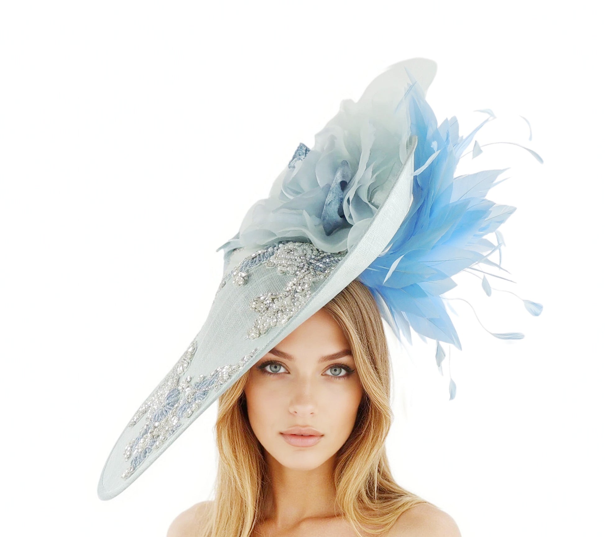 Kat Bespoke Jeweled Crystal Large Saucer Fascinator Hat - Hats By Cressida