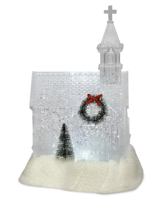 Large 23cm White Light Up LED Swirling Glitter Church Tabletop Decor Room Decoration - Hats By Cressida