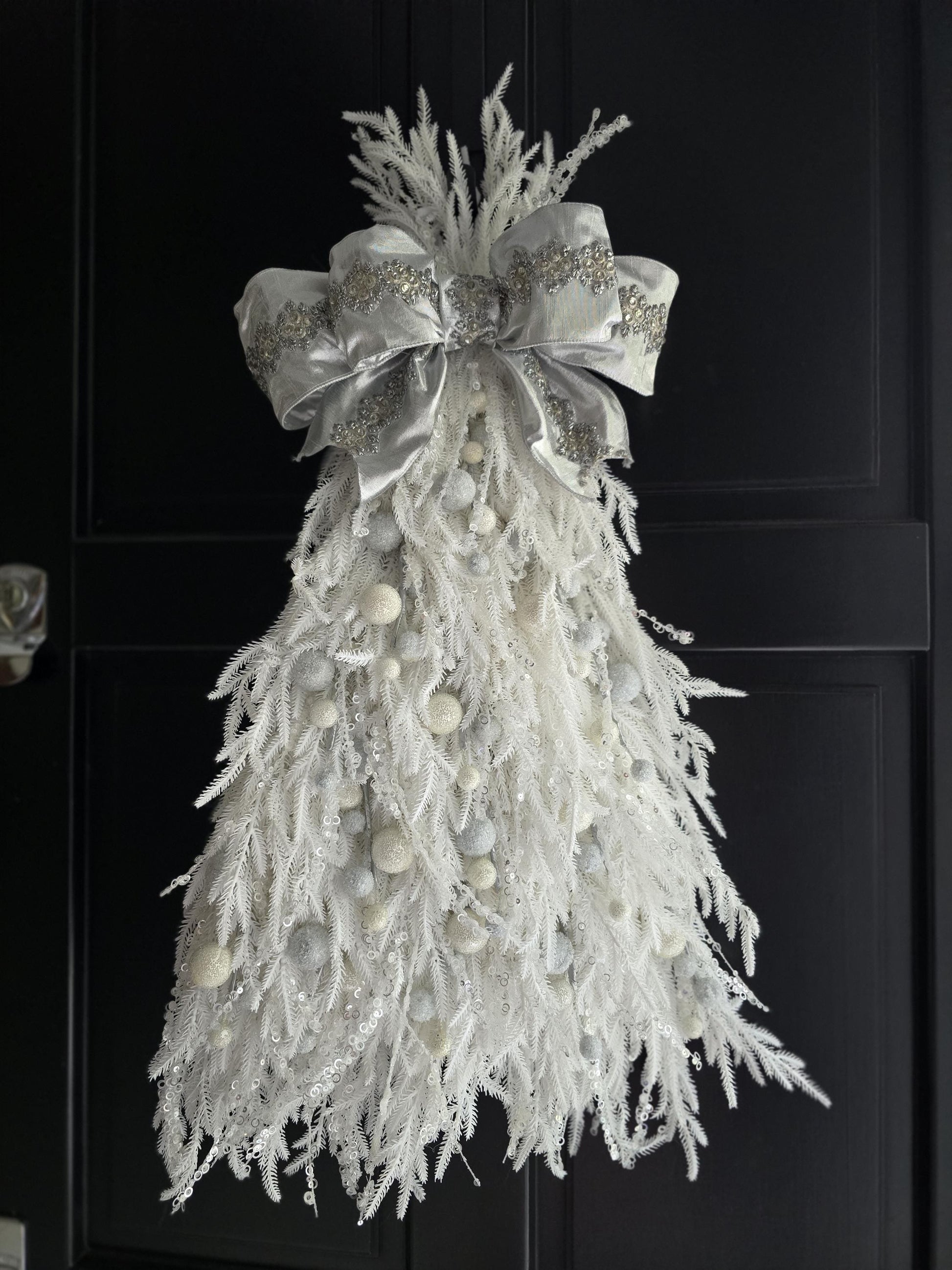 Large Luxury Christmas Tree Wreath Elegant Front Door Home Decorations White Xmas Winter Mantle Decor Porch Holiday Swag Designer Unique - Hats By Cressida