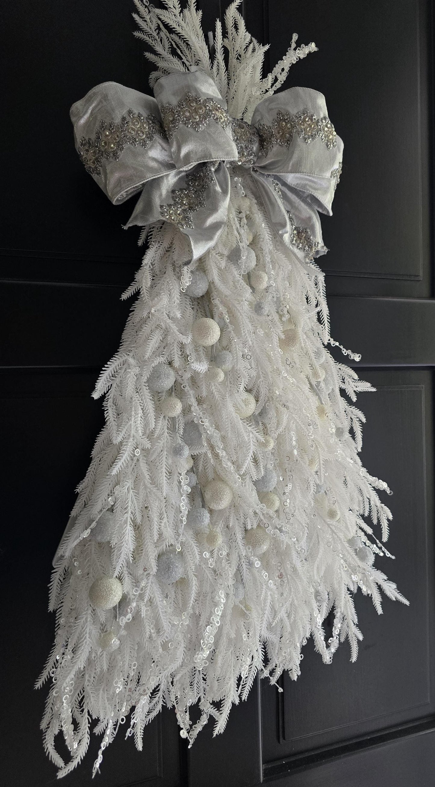 Large Luxury Christmas Tree Wreath Elegant Front Door Home Decorations White Xmas Winter Mantle Decor Porch Holiday Swag Designer Unique - Hats By Cressida