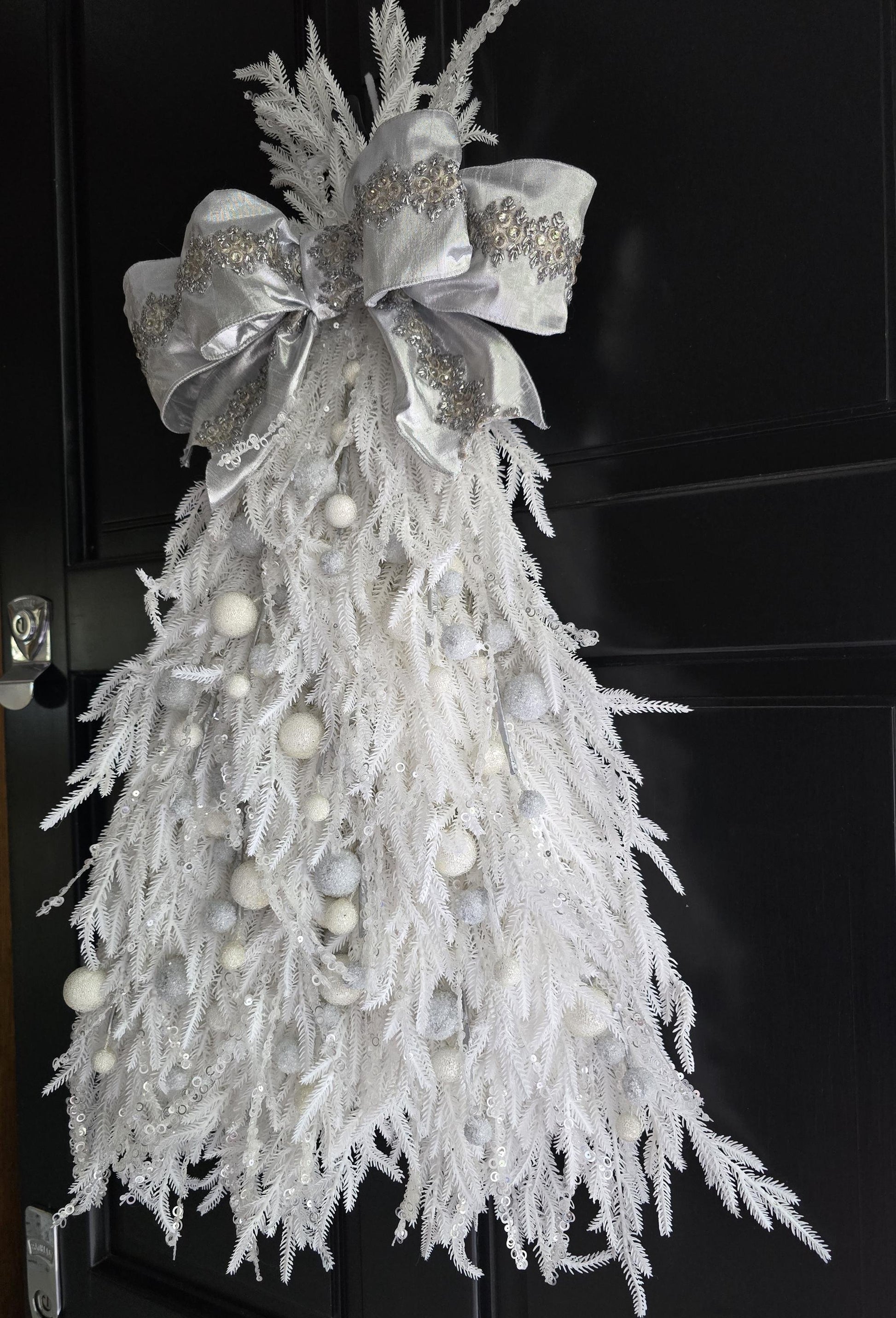 Large Luxury Christmas Tree Wreath Elegant Front Door Home Decorations White Xmas Winter Mantle Decor Porch Holiday Swag Designer Unique - Hats By Cressida