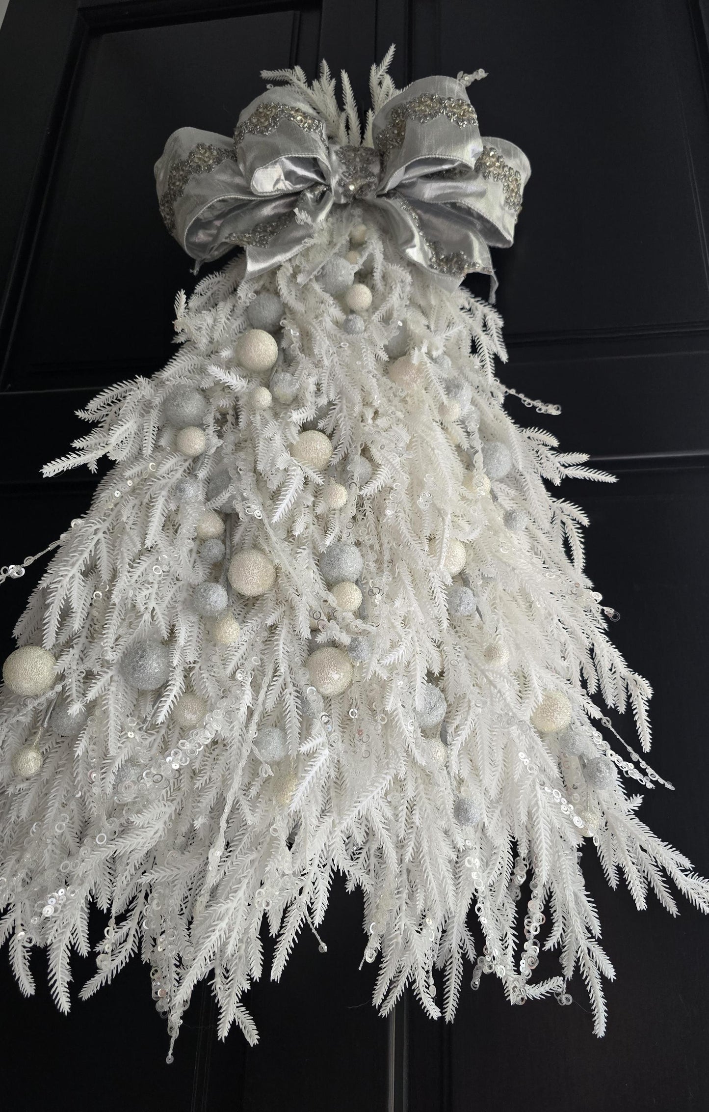 Large Luxury Christmas Tree Wreath Elegant Front Door Home Decorations White Xmas Winter Mantle Decor Porch Holiday Swag Designer Unique - Hats By Cressida