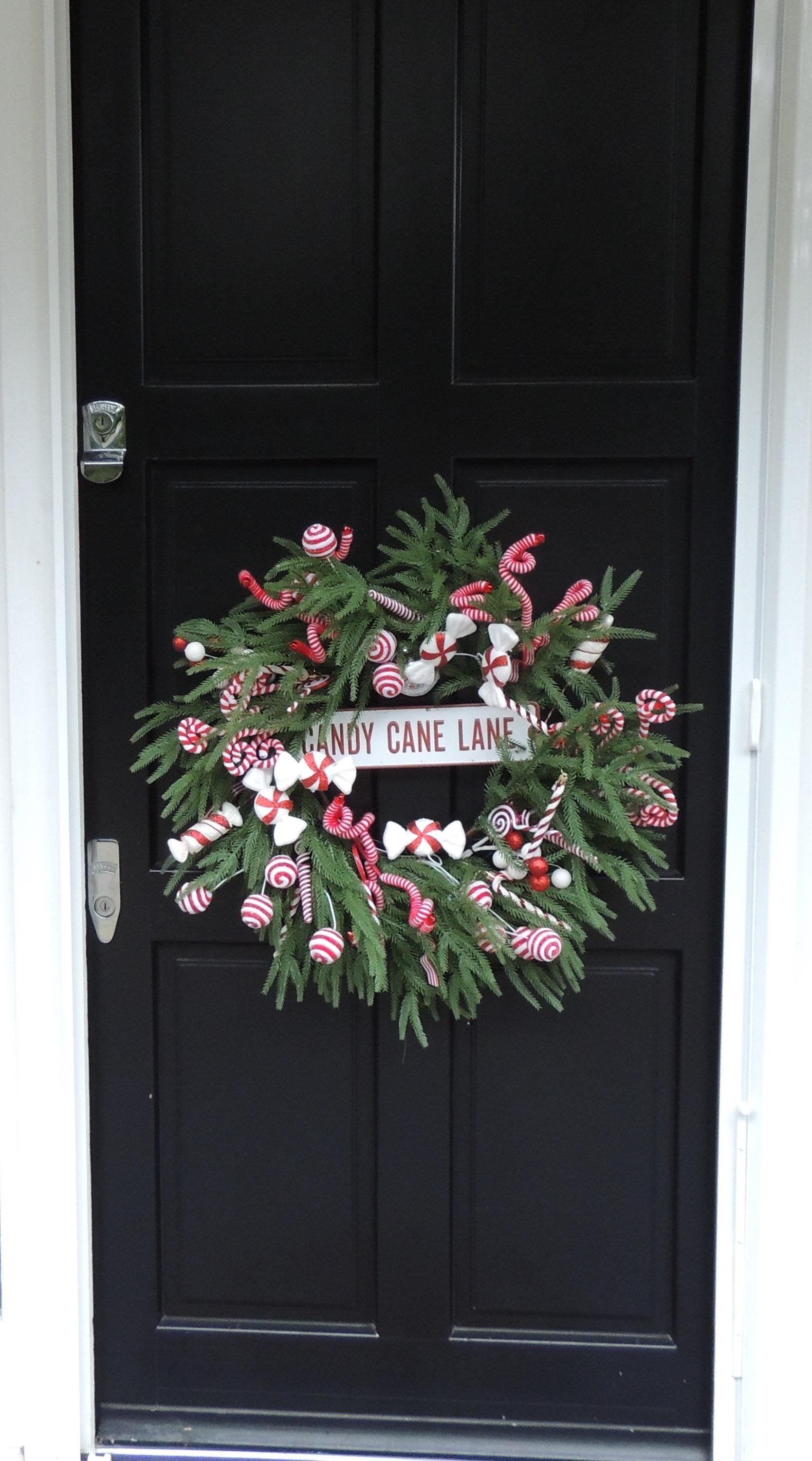 Luxury Candy Cane Red White Green Christmas Wreath Front Door Home Decorations Xmas Winter Mantle Decor Holiday Wreath Advent Swag - Hats By Cressida