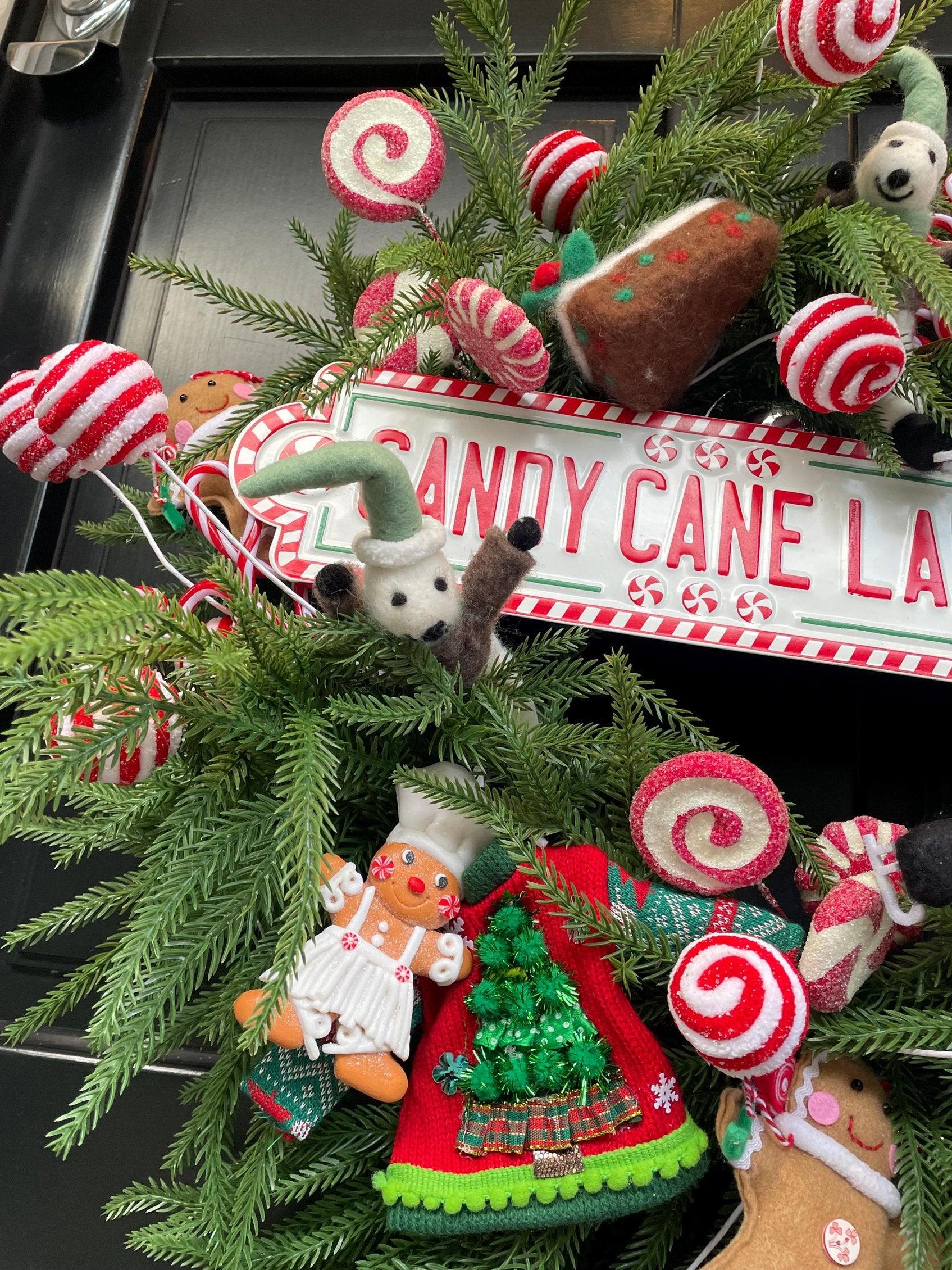 Luxury Candy Cane Red White Green Christmas Wreath Front Door Luxury Home Decorations Xmas Winter Mantle Decor Holiday Wreath Advent Swag - Hats By Cressida