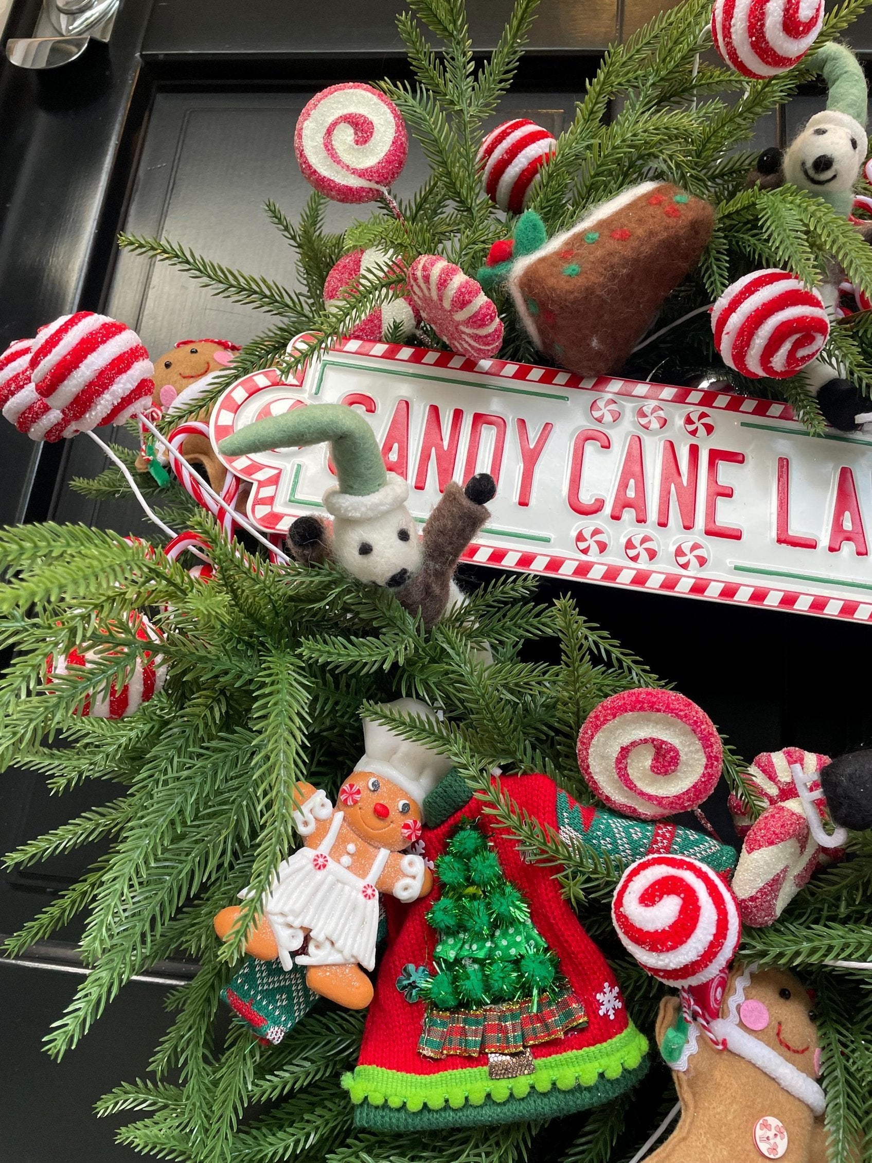 Luxury Candy Cane Red White Green Christmas Wreath Front Door Luxury Home Decorations Xmas Winter Mantle Decor Holiday Wreath Advent Swag - Hats By Cressida