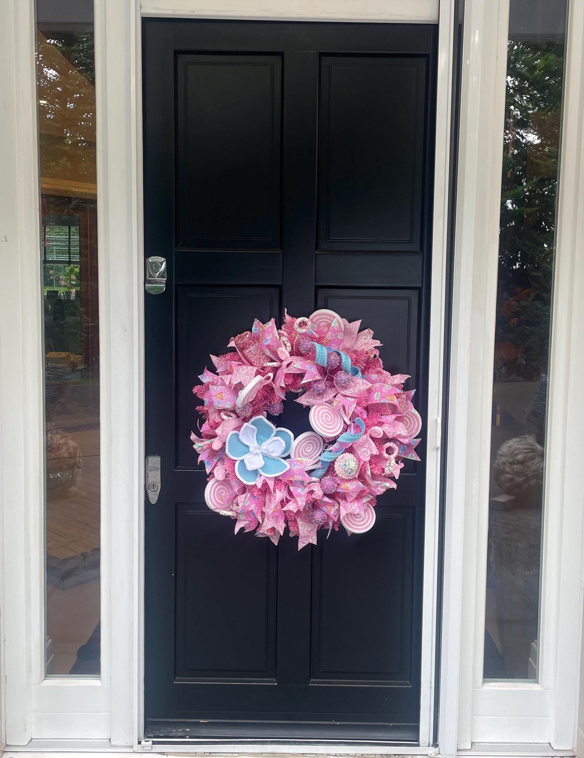 Luxury Candy Shop Pink Pastel Sweets Christmas Wreath Front Door Luxury Home Decorations Xmas Winter Mantle Decor Holiday Wreath Advent Swag - Hats By Cressida