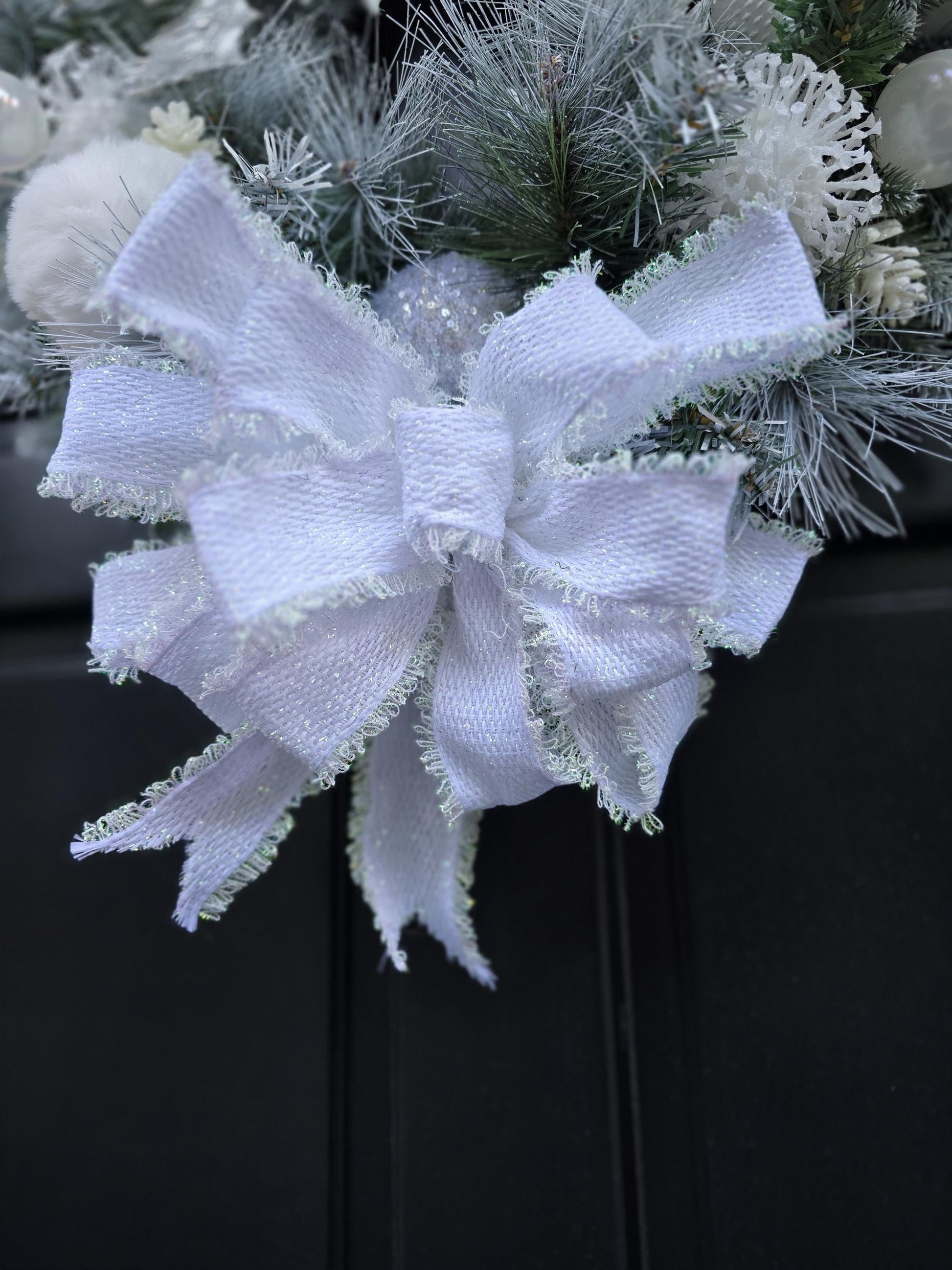 Luxury Christmas Flocked Snowy Christmas Wreath Winter Holiday Front Door Porch Wall Hanger Mantle Home Decor Decoration Designer Gift Pine - Hats By Cressida