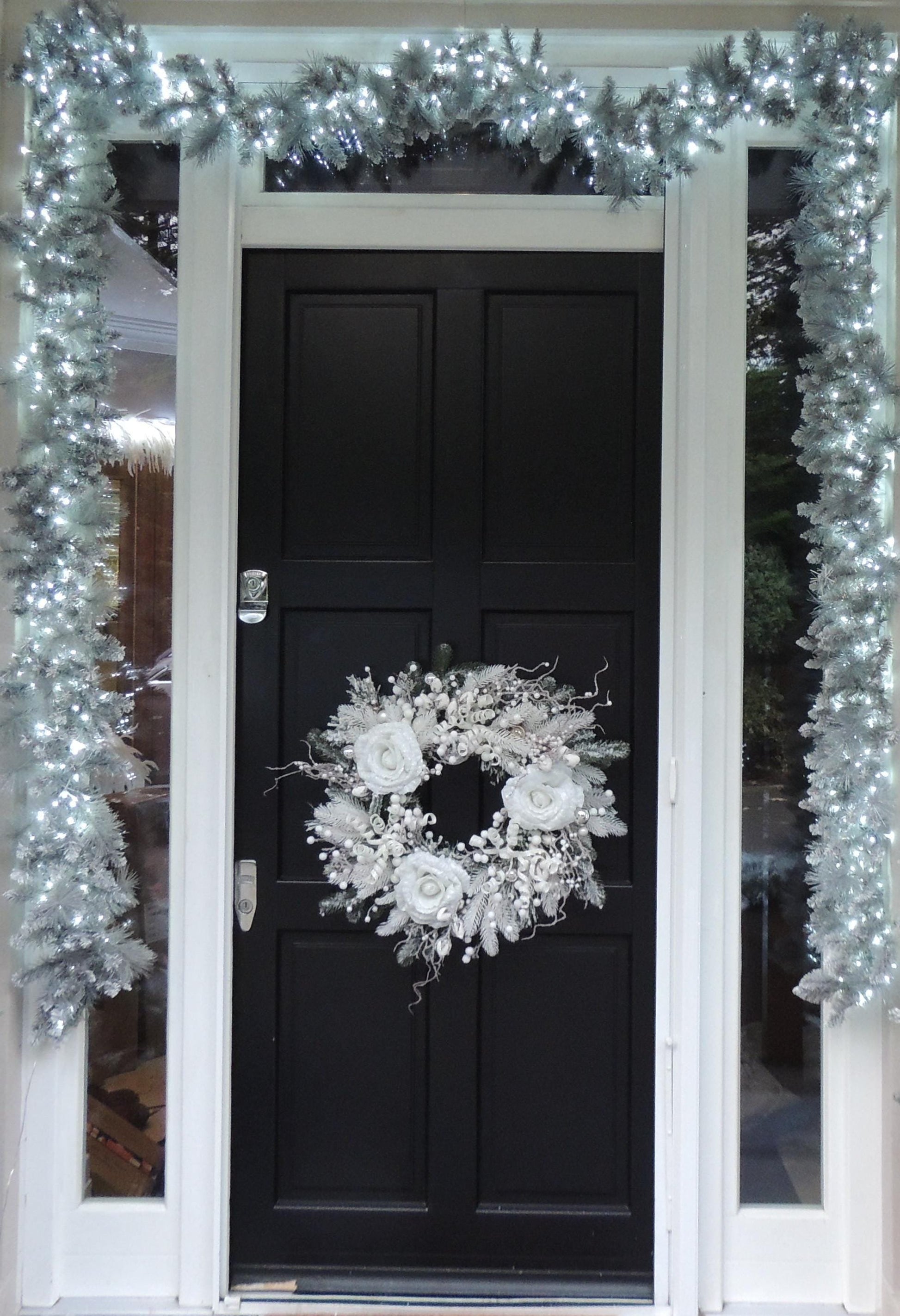 Luxury Christmas Frosted Wreath For Front Door, Fireplace Mantle, Luxury Home Decorations, White Silver Xmas, Winter Decor, Designer Wreath - Hats By Cressida