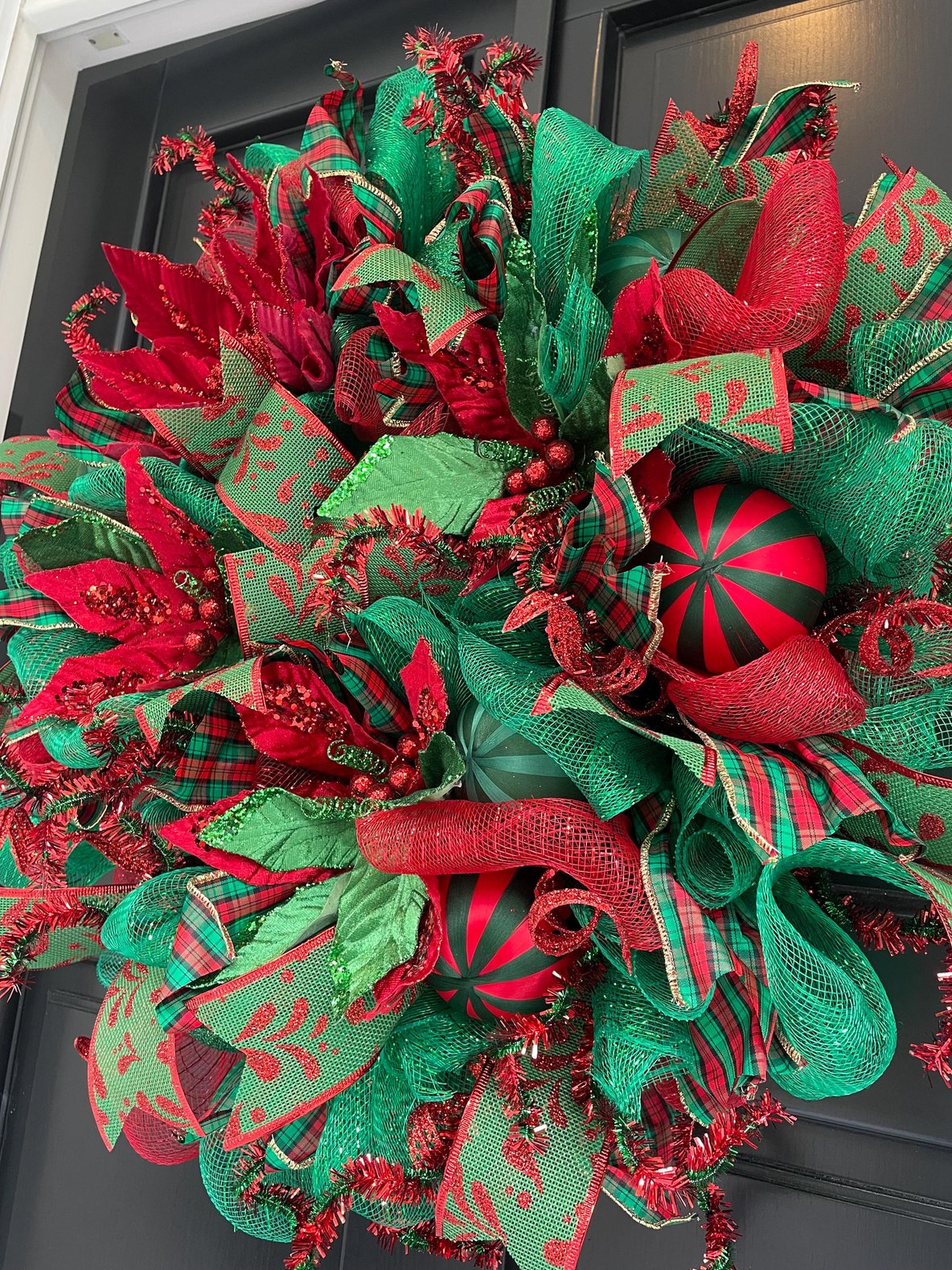 Luxury Christmas Wreath Front Door, Luxury Home Decorations, Red Green Xmas, Winter Mantle Decor, Holiday wreath,Advent wreath,Holiday Swag - Hats By Cressida