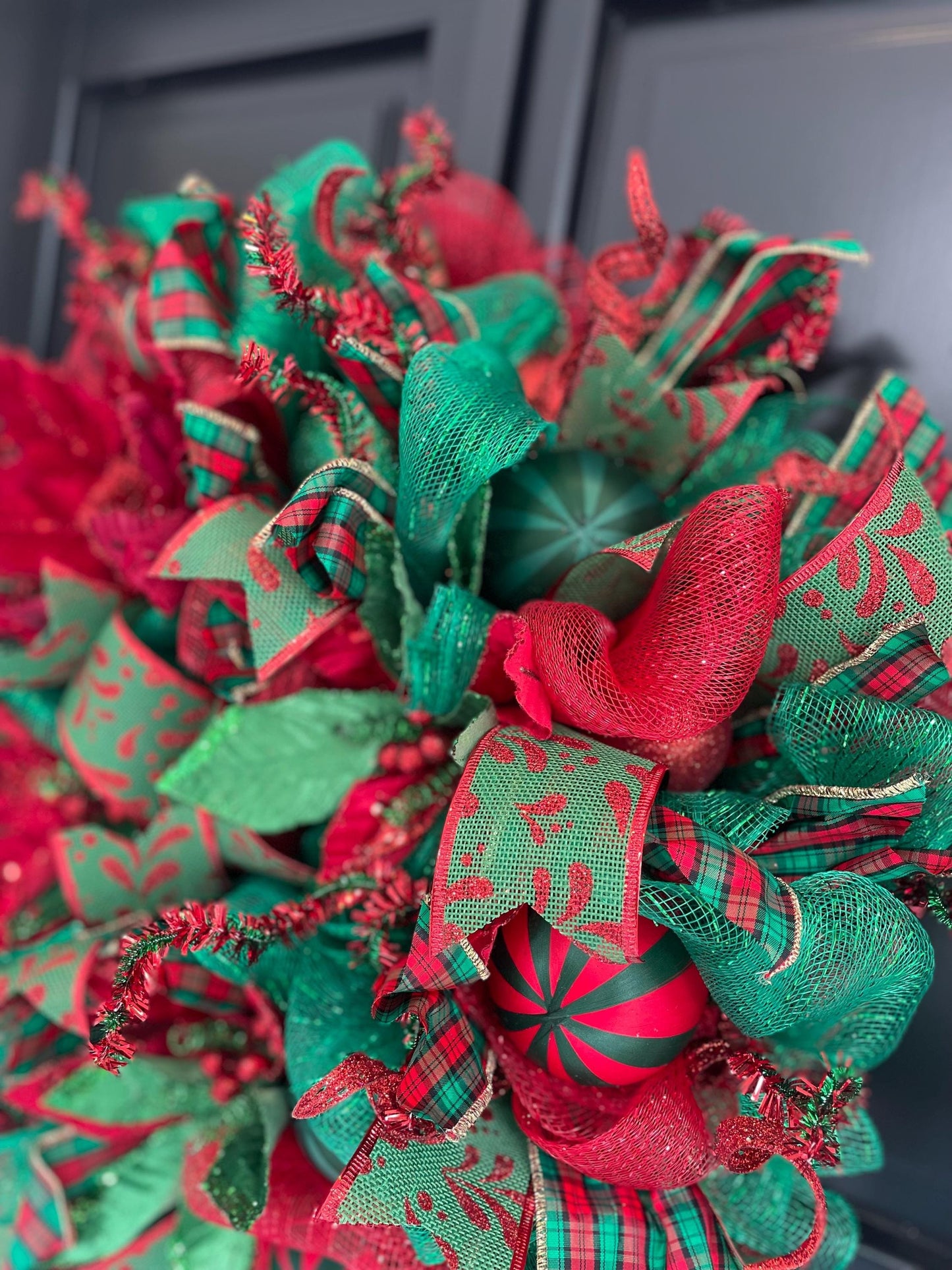 Luxury Christmas Wreath Front Door, Luxury Home Decorations, Red Green Xmas, Winter Mantle Decor, Holiday wreath,Advent wreath,Holiday Swag - Hats By Cressida