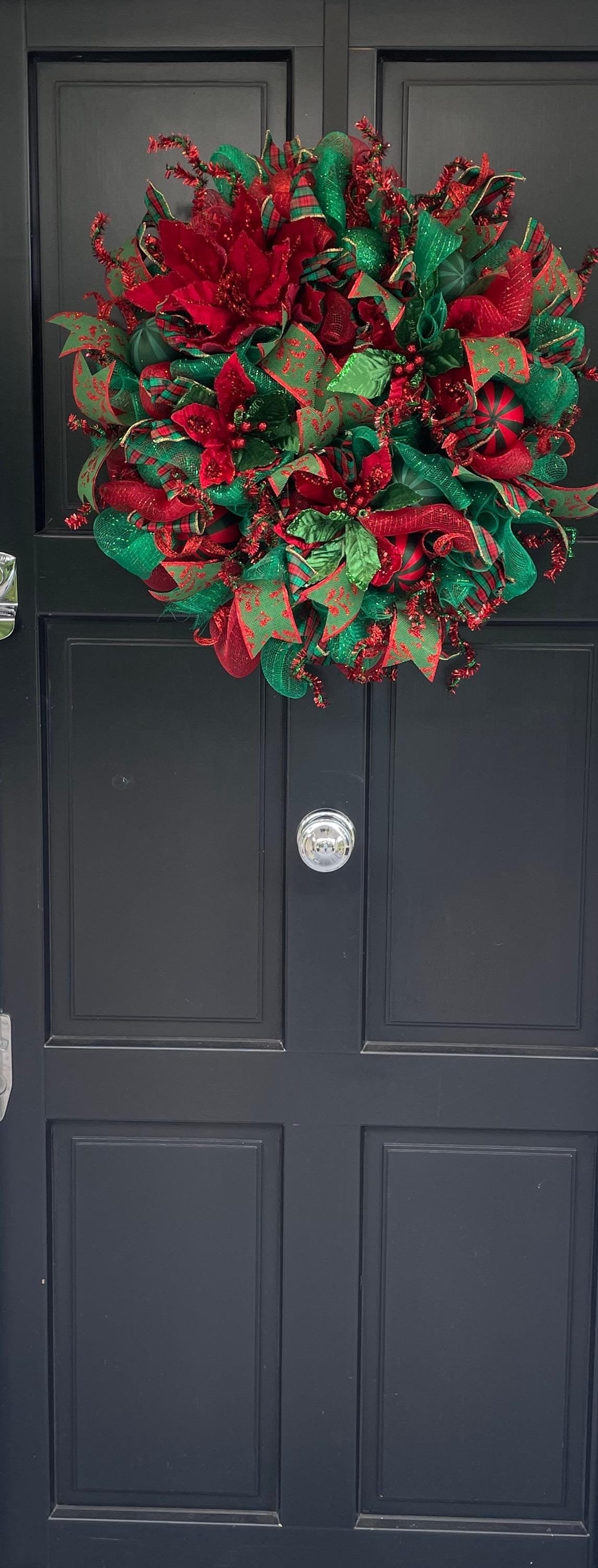 Luxury Christmas Wreath Front Door, Luxury Home Decorations, Red Green Xmas, Winter Mantle Decor, Holiday wreath,Advent wreath,Holiday Swag - Hats By Cressida
