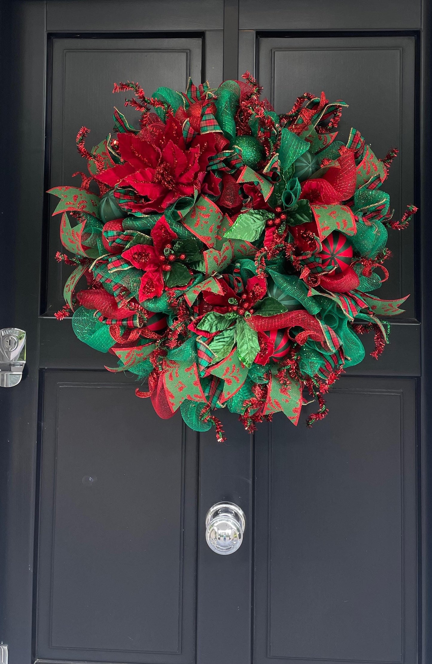 Luxury Christmas Wreath Front Door, Luxury Home Decorations, Red Green Xmas, Winter Mantle Decor, Holiday wreath,Advent wreath,Holiday Swag - Hats By Cressida