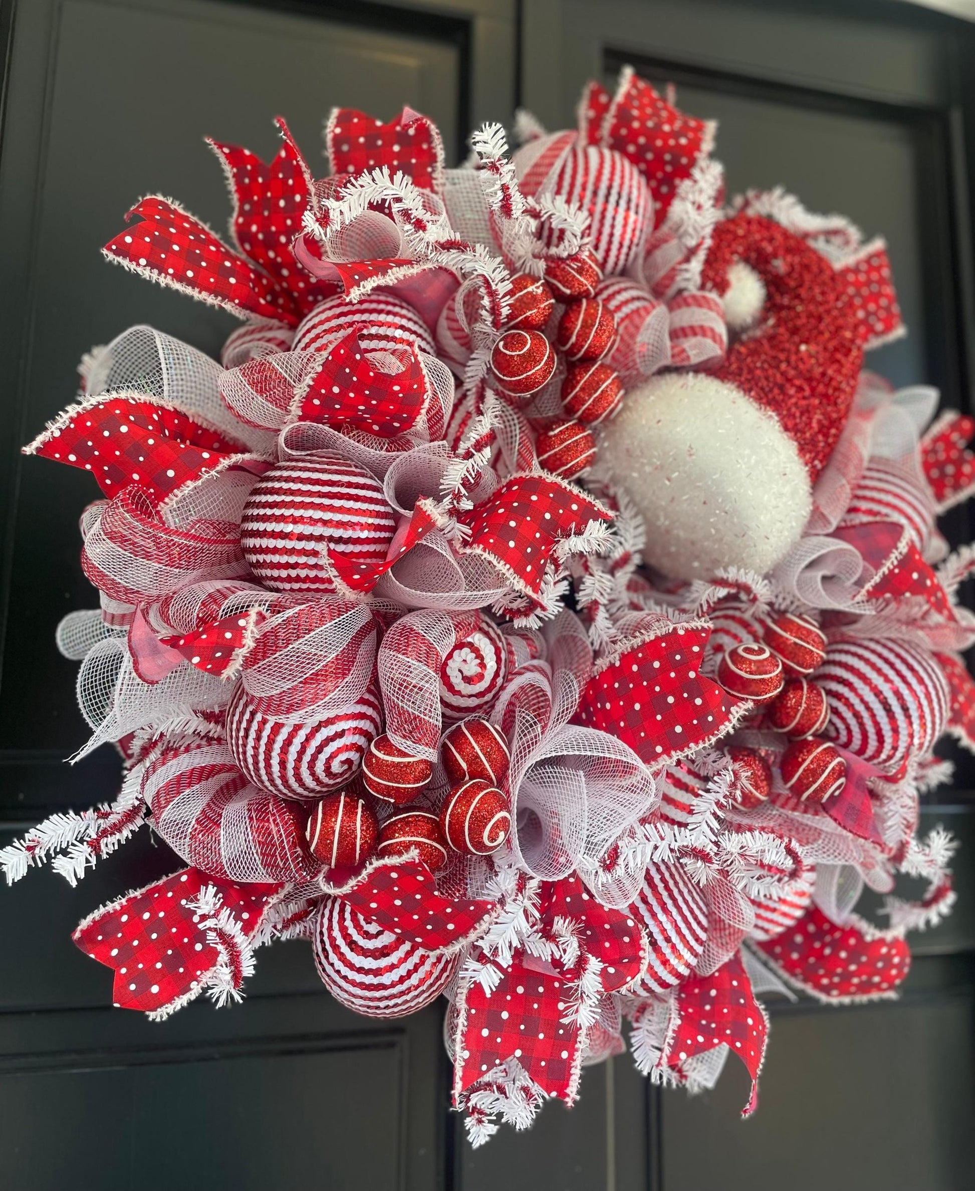 Luxury Christmas Wreath Front Door, Luxury Home Decorations, Red White Xmas, Winter Mantle Decor, Holiday wreath,Advent wreath,Holiday Swag - Hats By Cressida