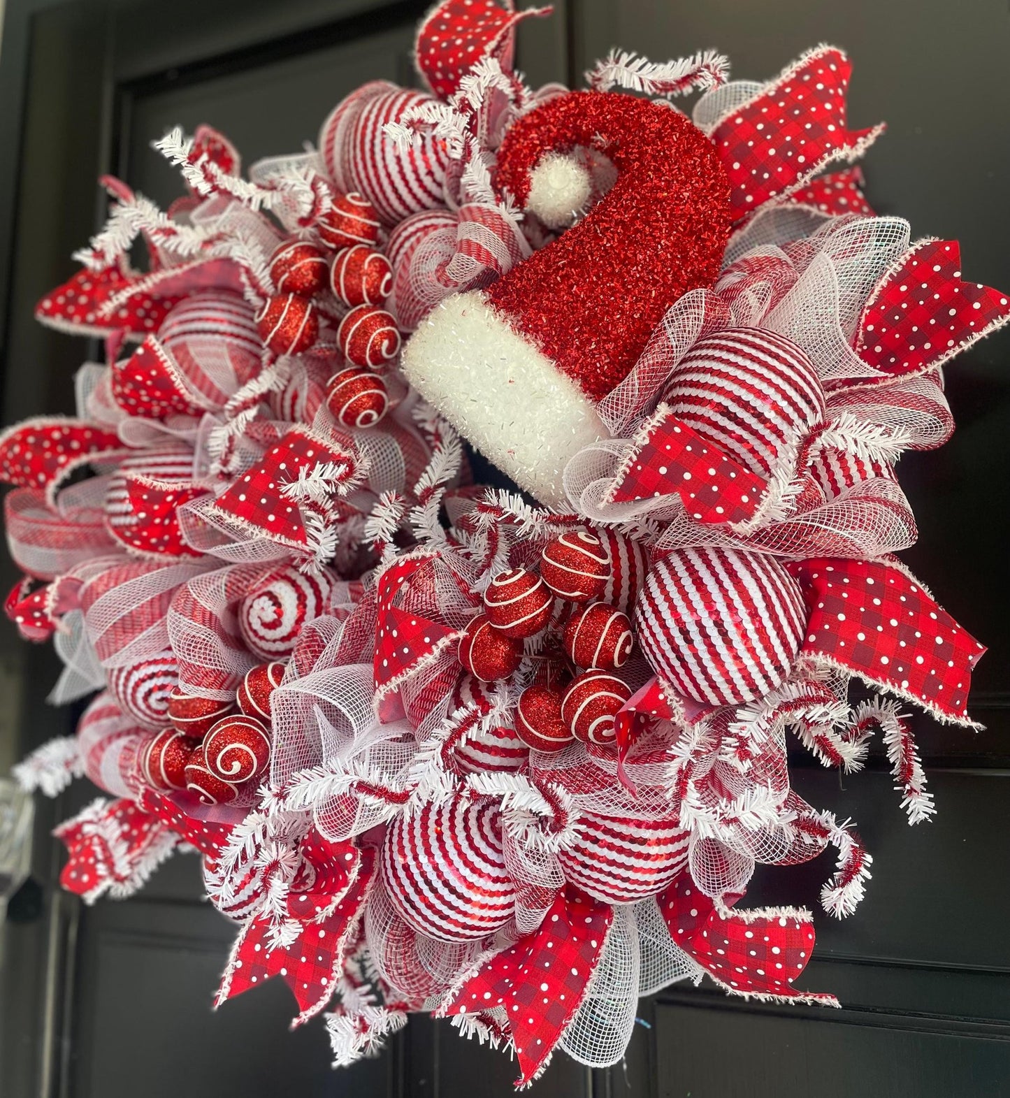 Luxury Christmas Wreath Front Door, Luxury Home Decorations, Red White Xmas, Winter Mantle Decor, Holiday wreath,Advent wreath,Holiday Swag - Hats By Cressida