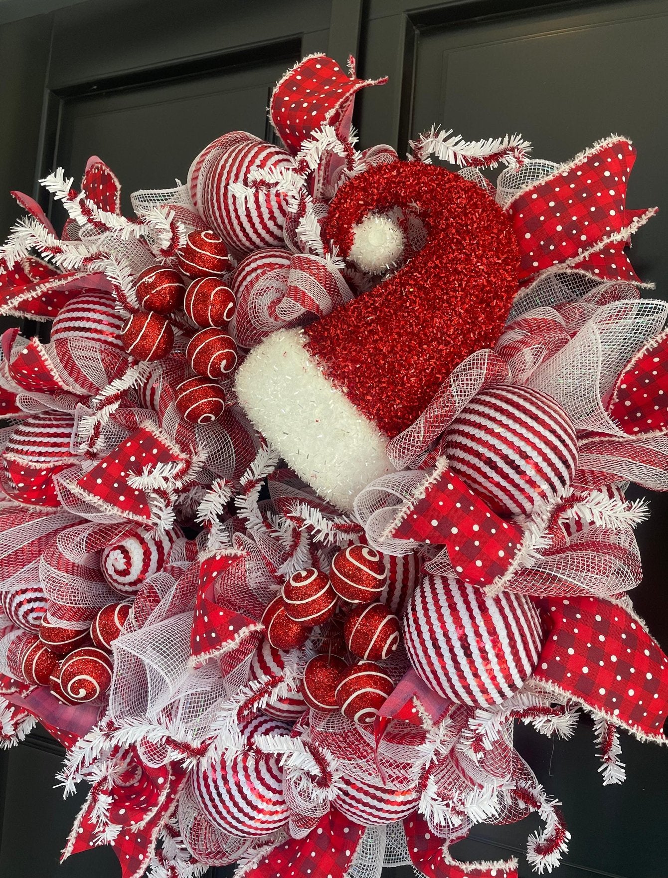 Luxury Christmas Wreath Front Door, Luxury Home Decorations, Red White Xmas, Winter Mantle Decor, Holiday wreath,Advent wreath,Holiday Swag - Hats By Cressida