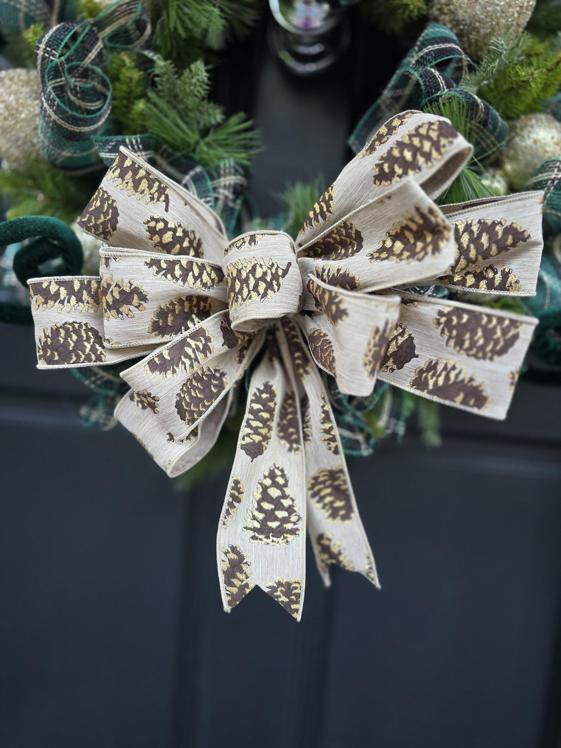 Luxury Gold & Green Christmas Wreath Front Door Luxury Home Decorations Xmas Winter Mantle Decor Holiday Wreath Advent Swag Fireplace Wall - Hats By Cressida