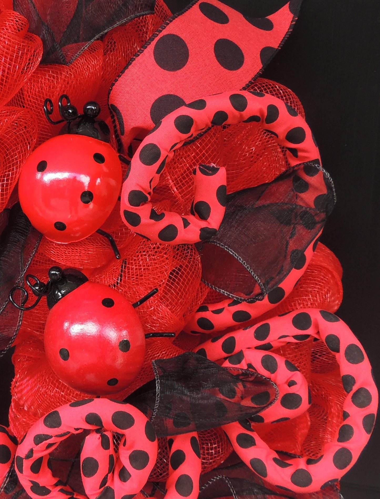 Luxury Ladybug Large Front Door Wreath Summer Decor Hanger Wall Decoration Housewarming Gift Farmhouse Rustic Everyday Polka Dot - Hats By Cressida