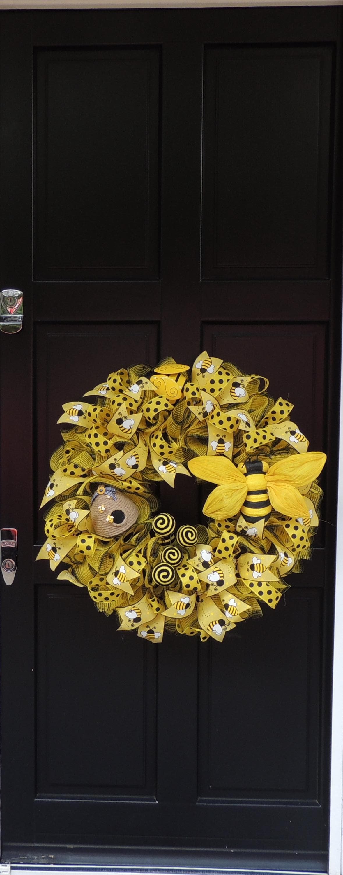 Luxury Large Bumblebee Bee Front Door Wreath Summer Spring Decor Hanger Wall Decoration Housewarming Gift Farmhouse Rustic Everyday Honeybee - Hats By Cressida