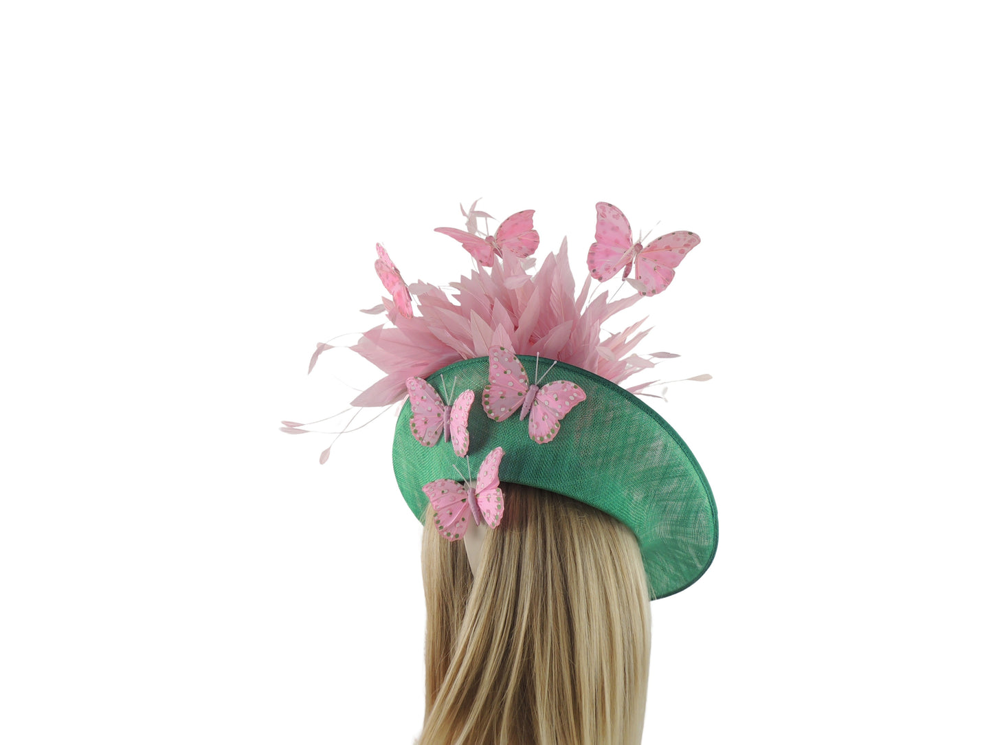 Mabel Statement Sinamay Fascinator Hatinator Floral Buttefly Feather Design - Hats By Cressida