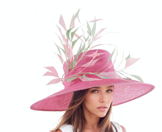 Marena Mother of The Bride Wide Brim Sinamay Hat - Hats By Cressida