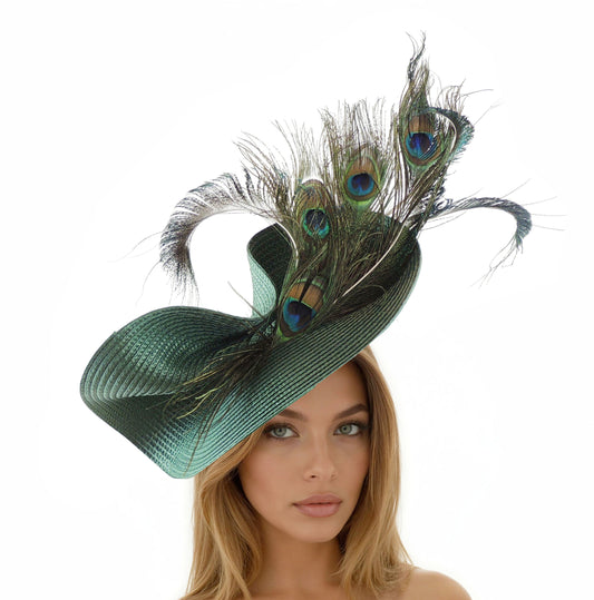 Melinda Peacock Feather Kentucky Derby Fascinator Hat - Hats By Cressida