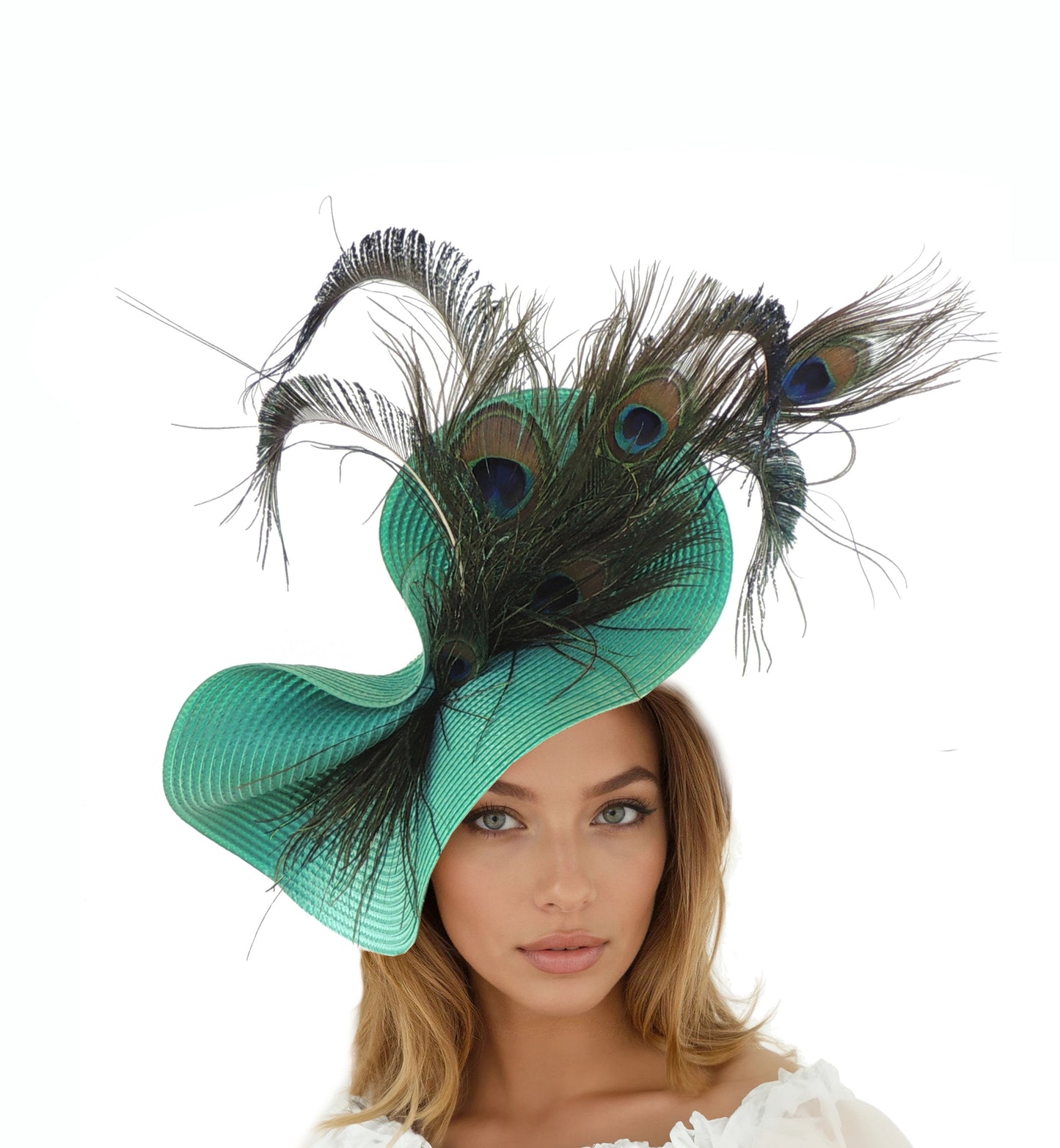 Melinda Peacock Feather Kentucky Derby Fascinator Hat - Hats By Cressida