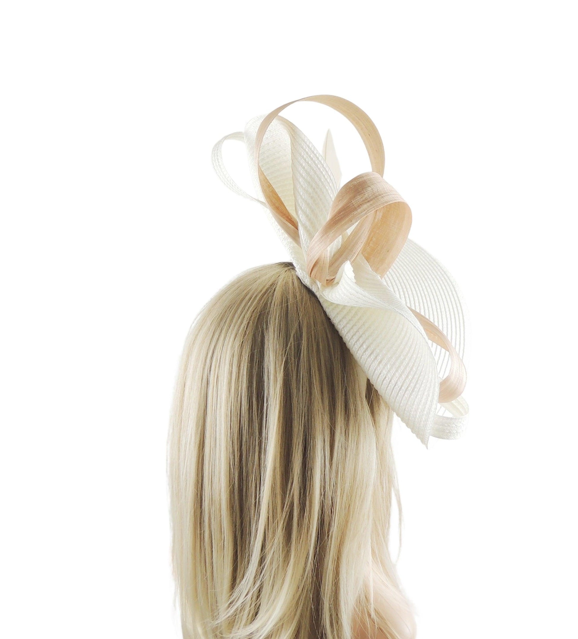 Millie Bow & Feather Fascinator Hat WIth Headband - Hats By Cressida