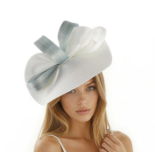 Millie Bow & Feather Fascinator Hat WIth Headband - Hats By Cressida