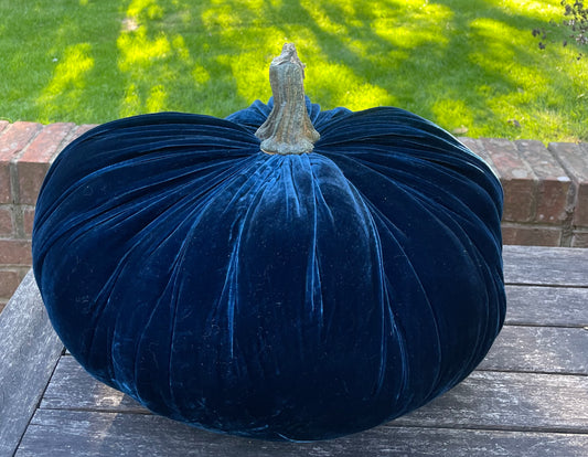 Extra Large Silk Velvet Luxe Pumpkin with Real Stem