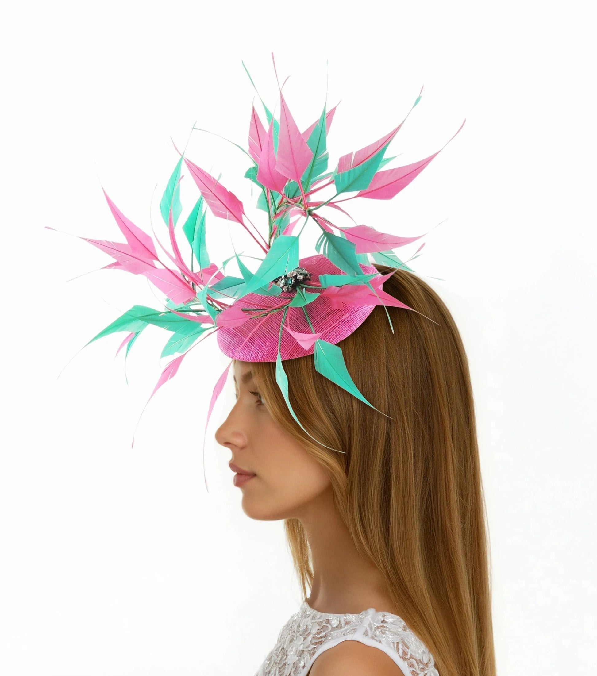 💕🪶 Piper Feather Percher Hat – Feather Statement Fascinator - Hats By Cressida