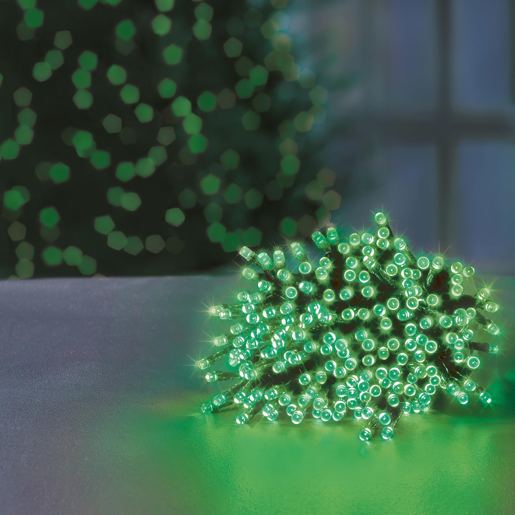 Premier Indoor Outdoor LED Halloween Lights Green 200 Supabrights 16 Metres Multi Action with Timer Halloween Decoration Scary - Hats By Cressida