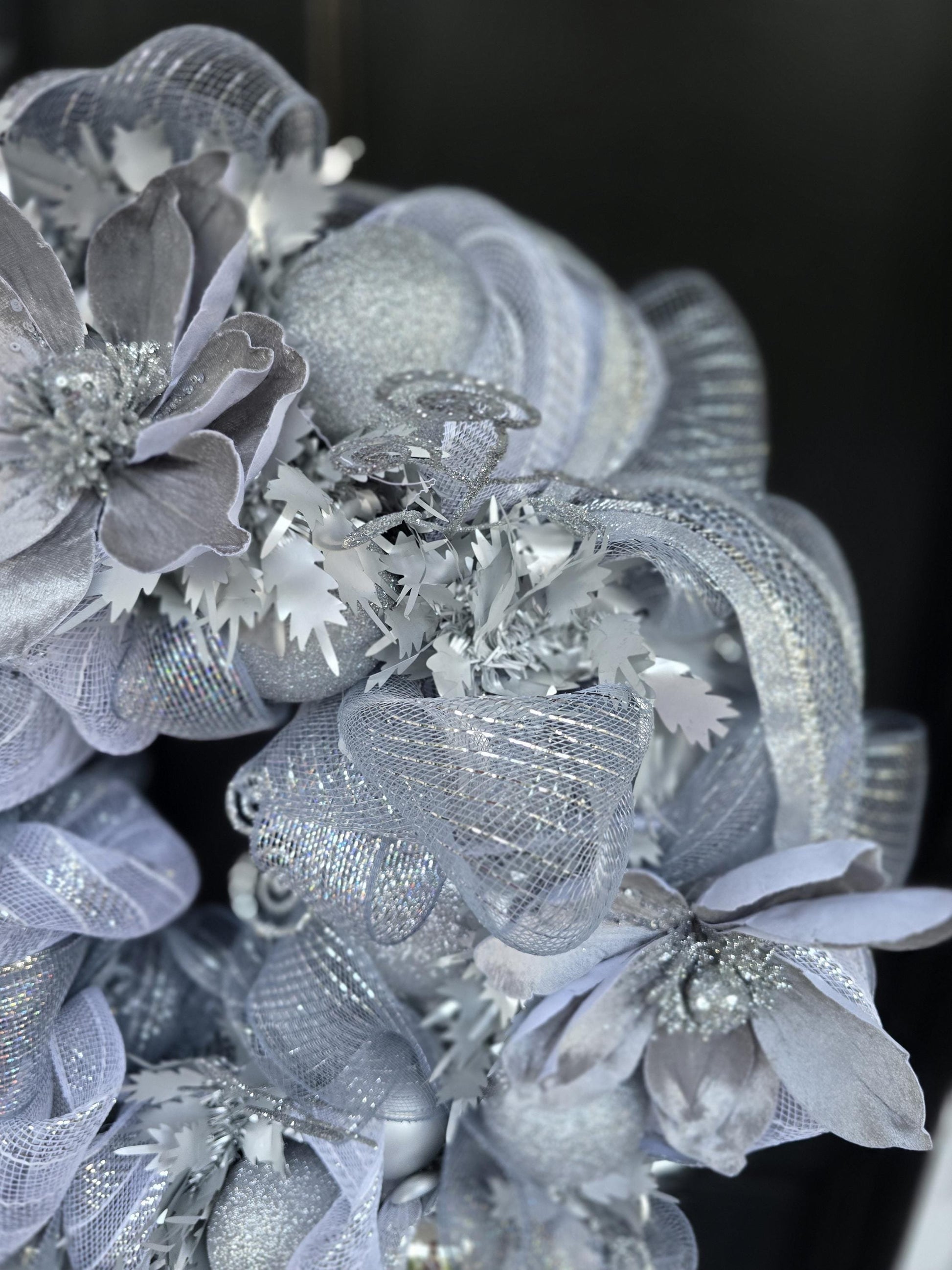 Silver Luxury Christmas Wreath Front Door Luxury Home Decorations Xmas Winter Mantle Decor Holiday Wreath Advent Swag Silver Theme - Hats By Cressida
