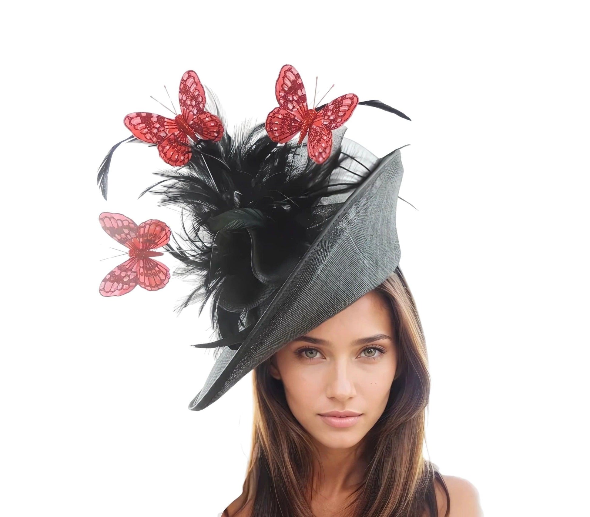 Solange Feather Butterfly Custom Hatinator Fascinator Hat - Hats By Cressida
