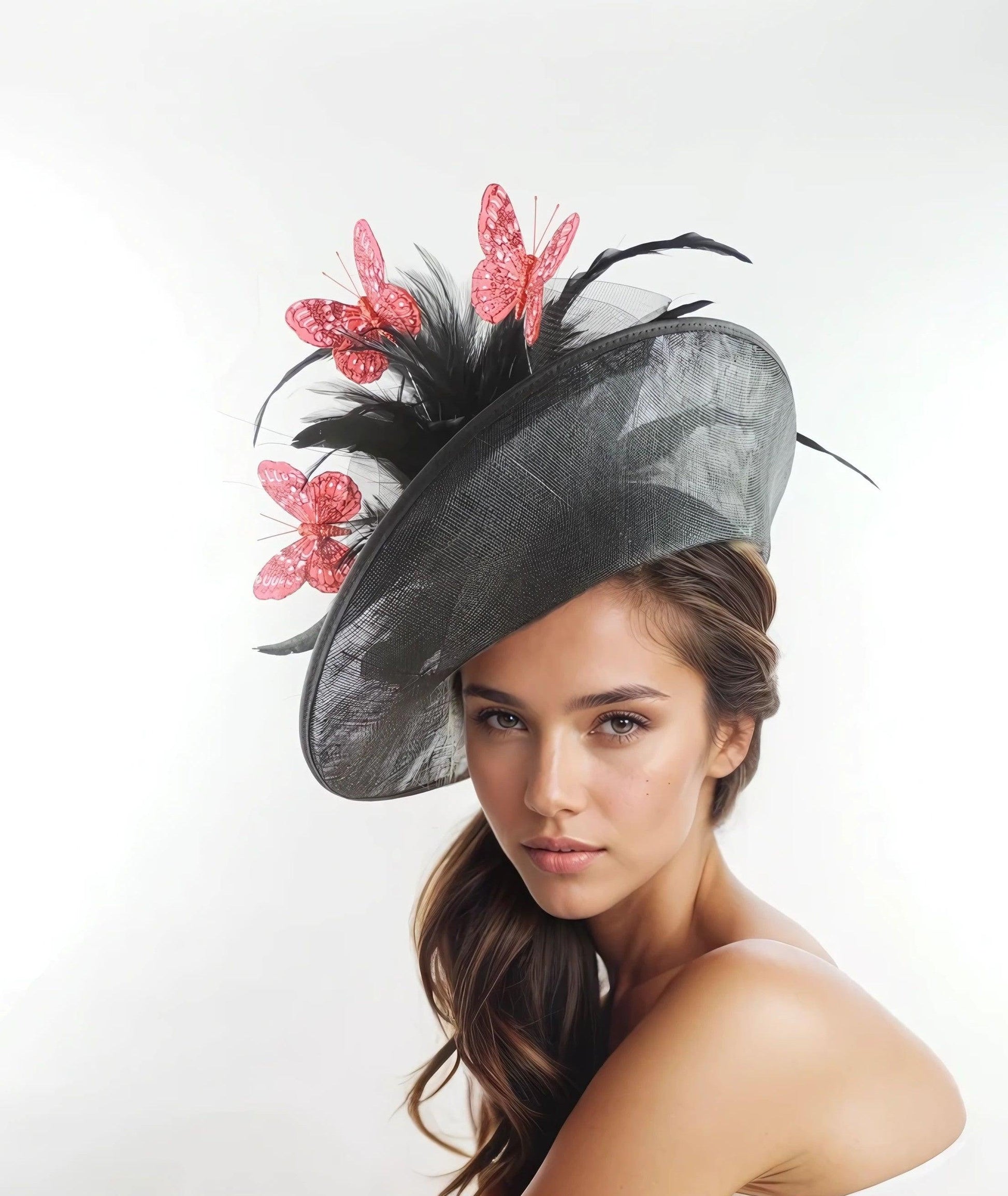 Solange Feather Butterfly Custom Hatinator Fascinator Hat - Hats By Cressida