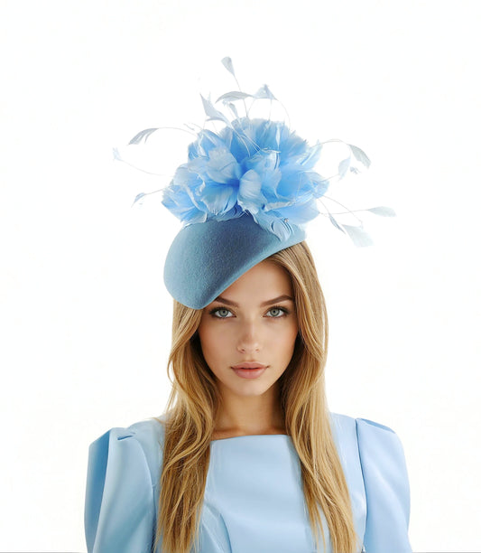 Sophie - Autumn & Winter Winter Wedding Feather Percher Hat - Hats By Cressida