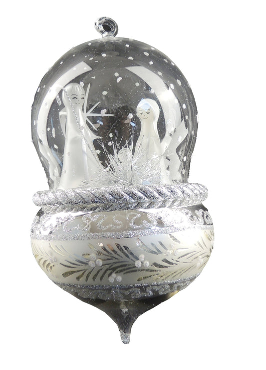 Stunning Italian Luxury Hand Blown Glass Traditional Keepsake Decoration Decorative Christmas Tree Ornament Bauble Winter Novelty Stuff Garland Present Figurine Nativity Scene Joseph, Jesus and Mary - Hats By Cressida