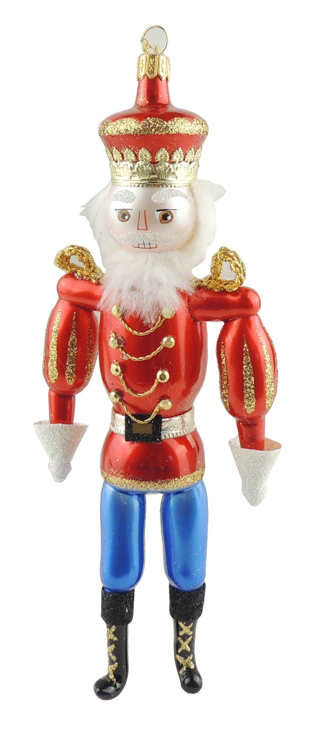 Stunning Italian Luxury Hand Blown Glass Traditional Keepsake Decoration Decorative Christmas Tree Ornament Bauble Winter Novelty Stuff Garland Present Figurine Nutcracker Red Blue - Hats By Cressida