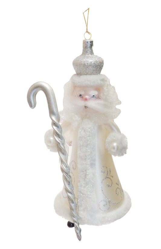 Stunning Italian Luxury Hand Blown Glass Traditional Keepsake Decoration Decorative Christmas Tree Ornament Bauble Winter Novelty Stuff Garland Present Figurine Old White Man Winter - Hats By Cressida