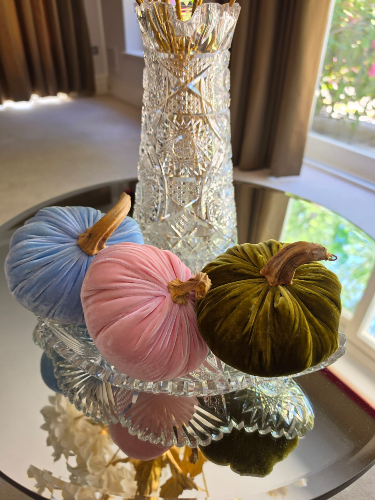 Set of 3 X-Small Silk Velvet Pumpkins – Luxury Autumn Fall Table, Mantel & Shelf Decor
