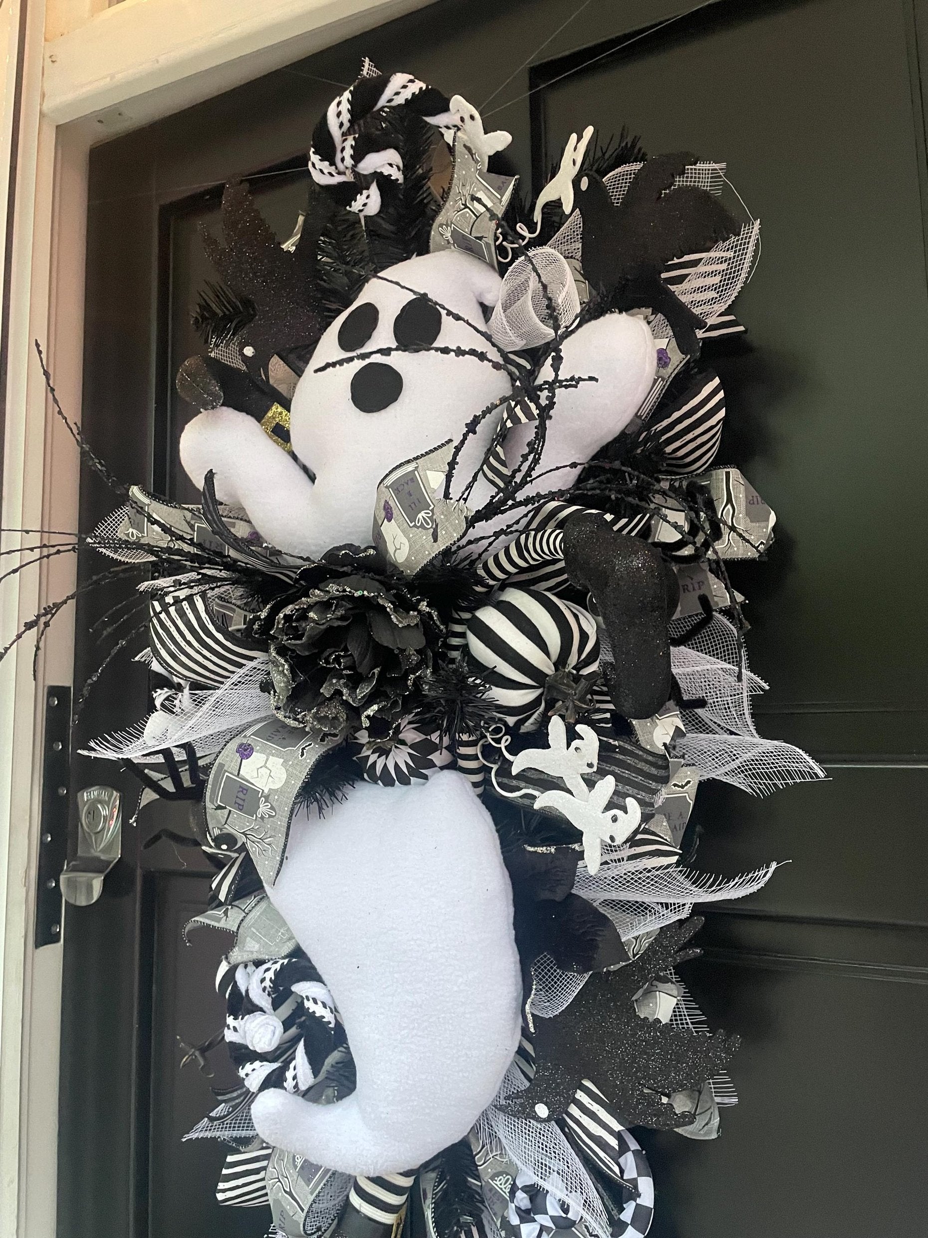 XL Ghost Fall Halloween Front Door Wreath Luxury Teardrop Rustic Wall Porch Hanger House Home Decor Decorations Spooky Ghoul Glam Boho - Hats By Cressida