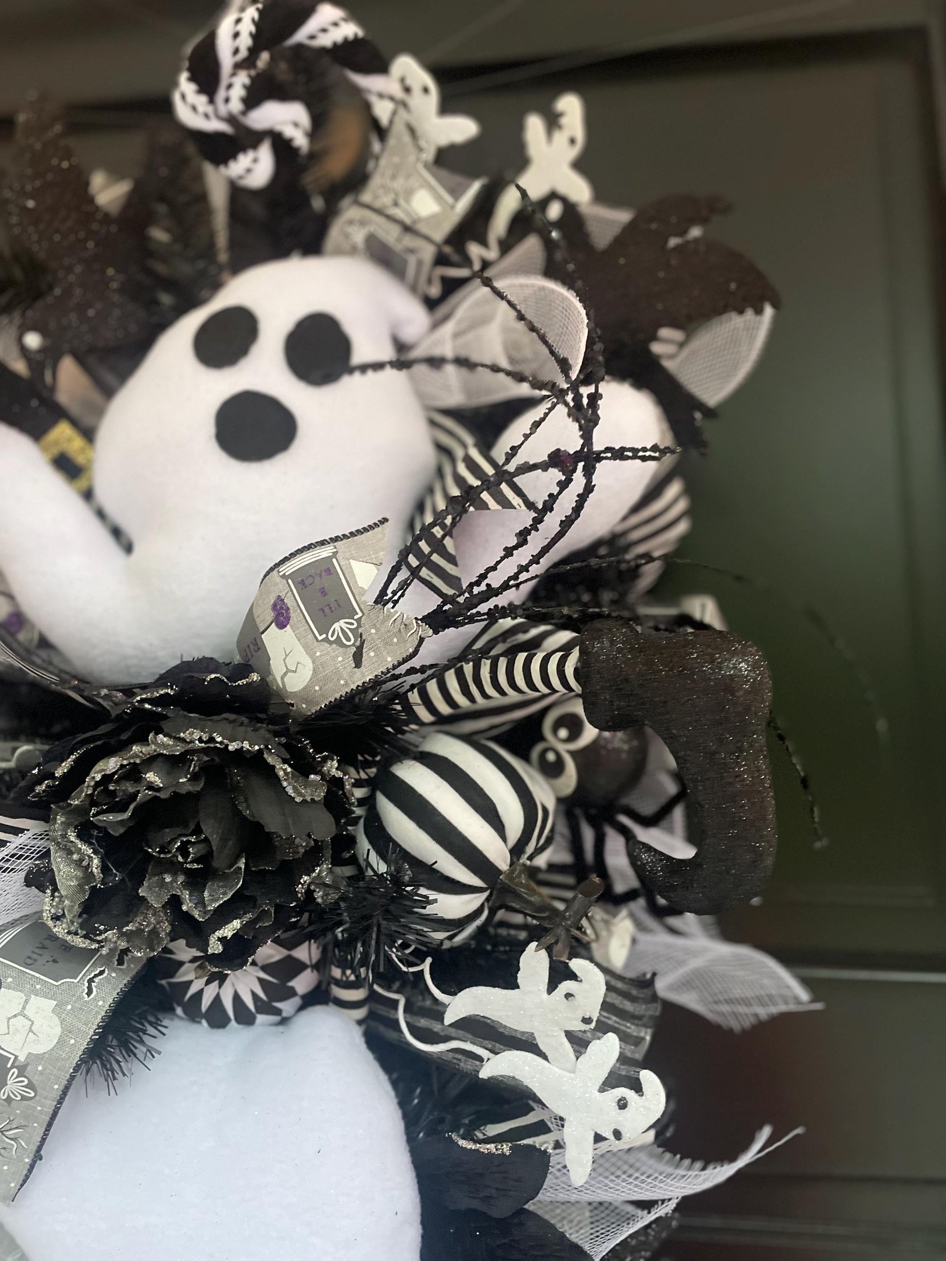 XL Ghost Fall Halloween Front Door Wreath Luxury Teardrop Rustic Wall Porch Hanger House Home Decor Decorations Spooky Ghoul Glam Boho - Hats By Cressida