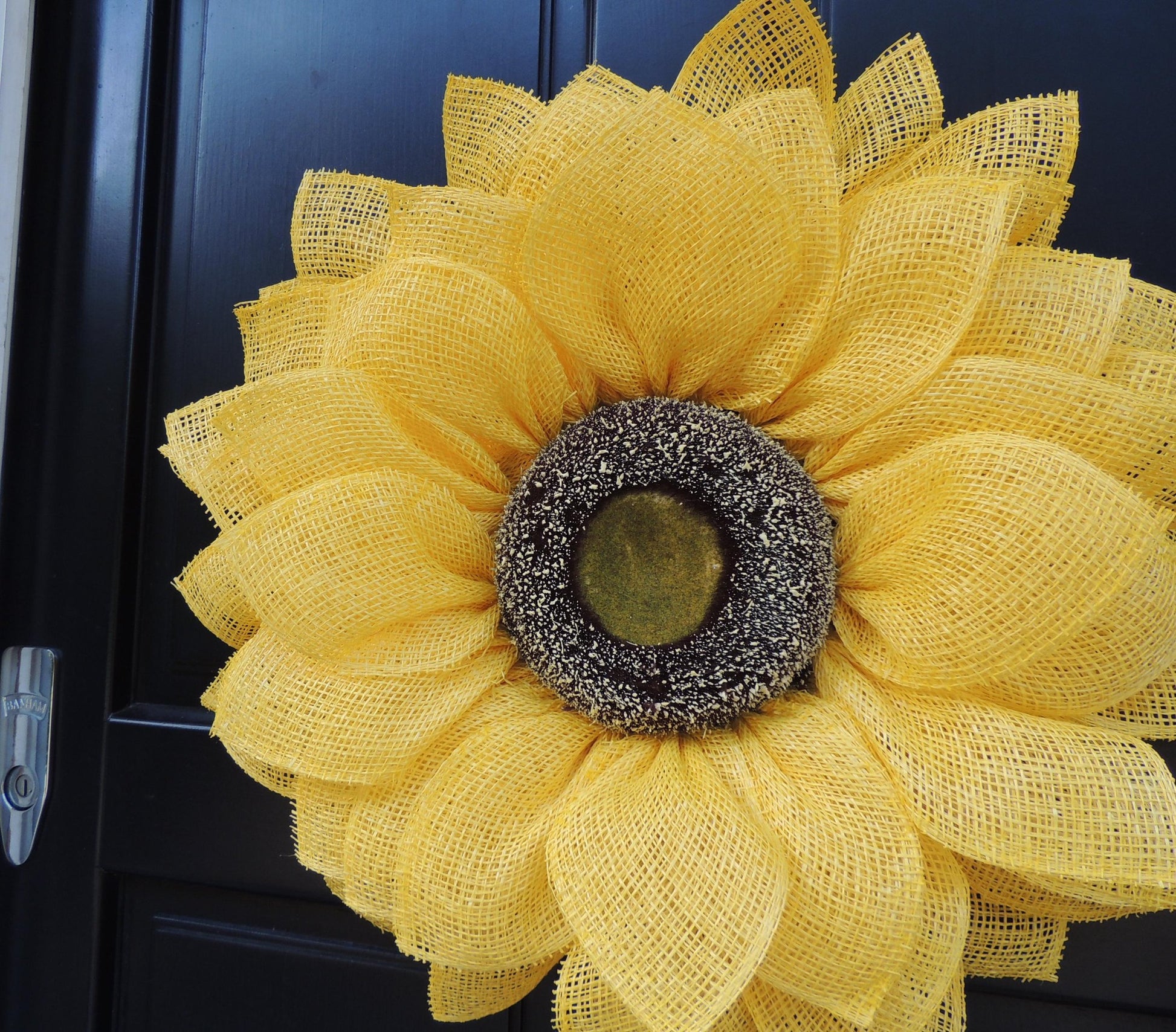Yellow Sunflower Front Door Wreath Outdoor Summer Decor Flower Hanger Wall Decoration Housewarming Gift Welcome Autumn Farmhouse Rustic - Hats By Cressida