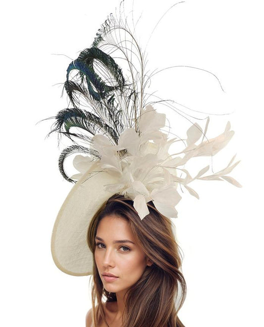 Hermia Peacock Feather Ascot Fascinator Hat