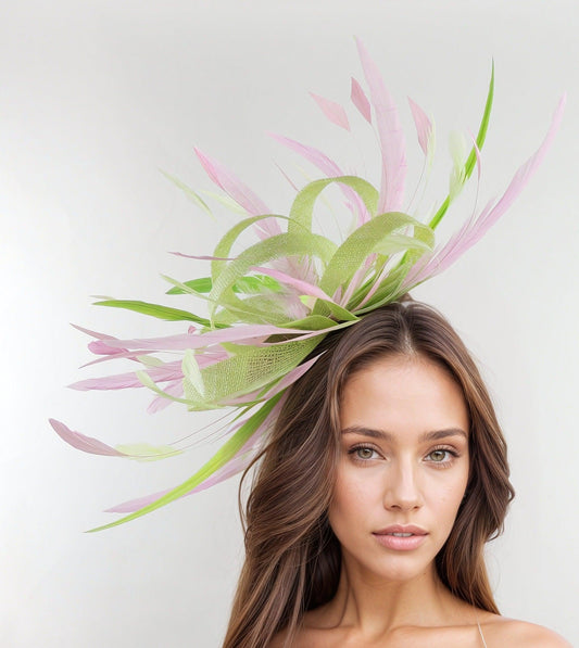 Lime Green Hot Pink Large Statement Fascinator Hatinator Hat Kentucky Derby Oaks Ladies Ascot Weddings Garden Tea Party Lunch Headpiece SALE