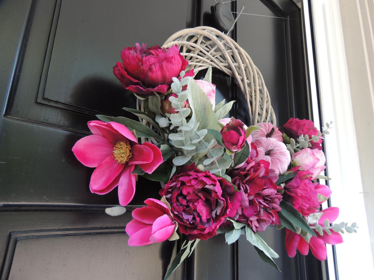 Fuchsia Autumn Wreath, Pink Pumpkin Front Door Wreath, Luxury Fall Decor, Peony Wreath, Thanksgiving Wreath, Summer Wreath, Summer Wreath