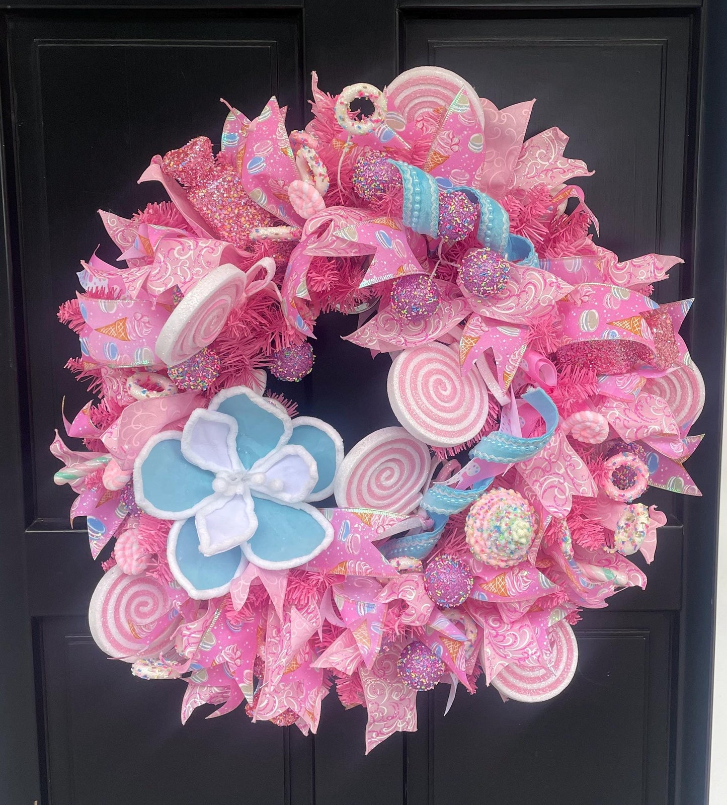 Luxury Candy Shop Pink Pastel Sweets Christmas Wreath Front Door Luxury Home Decorations Xmas Winter Mantle Decor Holiday Wreath Advent Swag