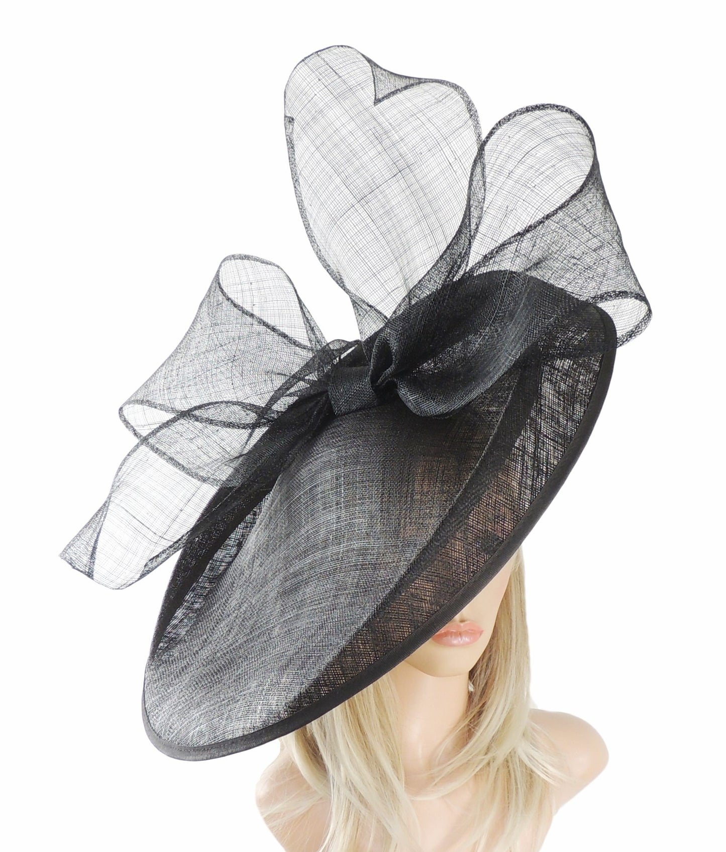 Black Statement Hatinator Kentucky Derby Fascinator Womens Ascot Headwear Ladies Day Hats Formal Occasion Feather Headpiece High Tea Party